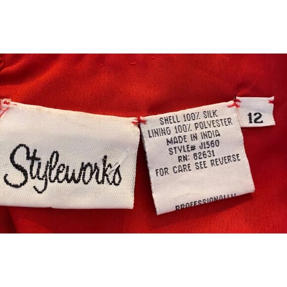 Styleworks Sequin Dress Size 12 Red & Orange Silk Cocktail Party - Picture 3 of 10